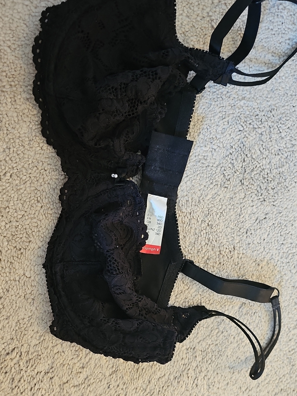 Triumph Black Lace Unlined Underwire Bra